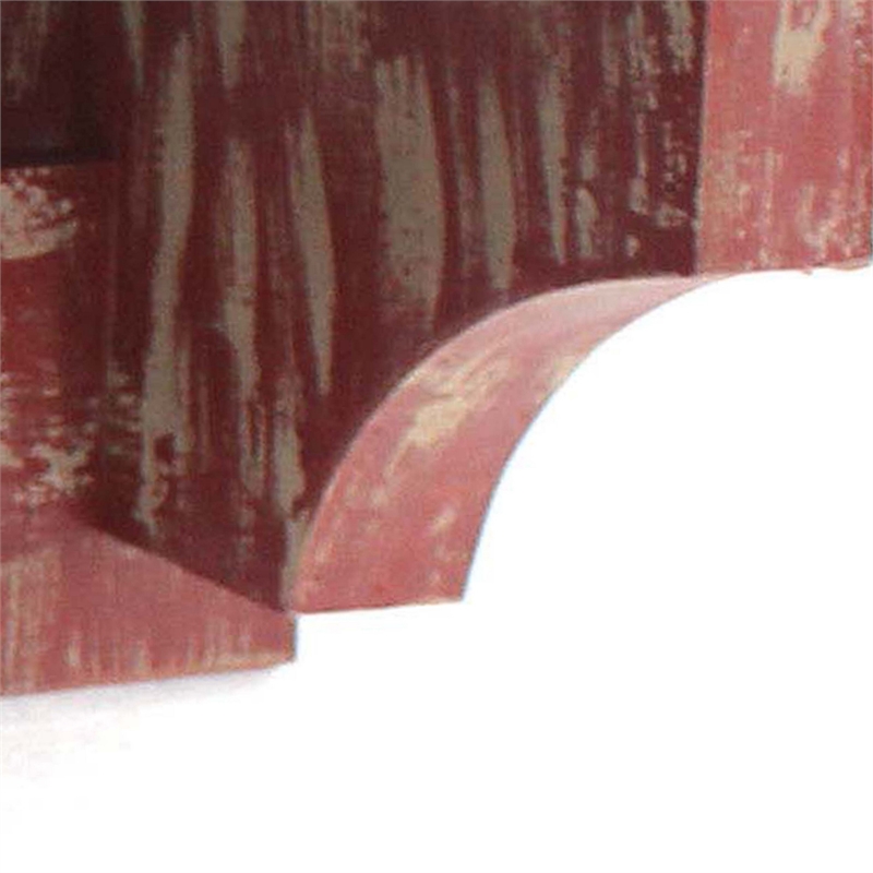 Benjara Wooden Wall Shelf -Distressed Red (Set of 2)
