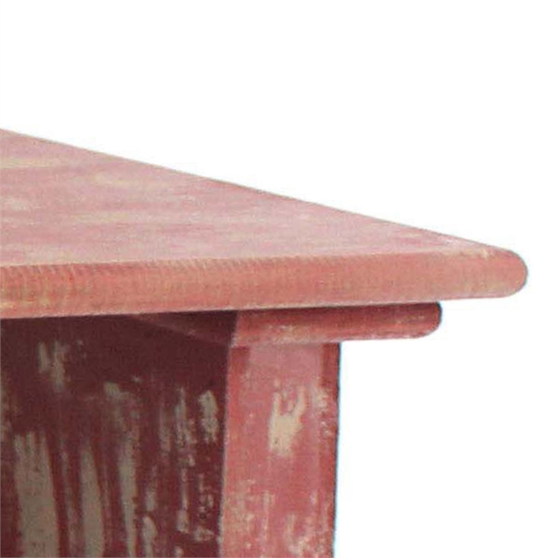 Benjara Wooden Wall Shelf -Distressed Red (Set of 2)