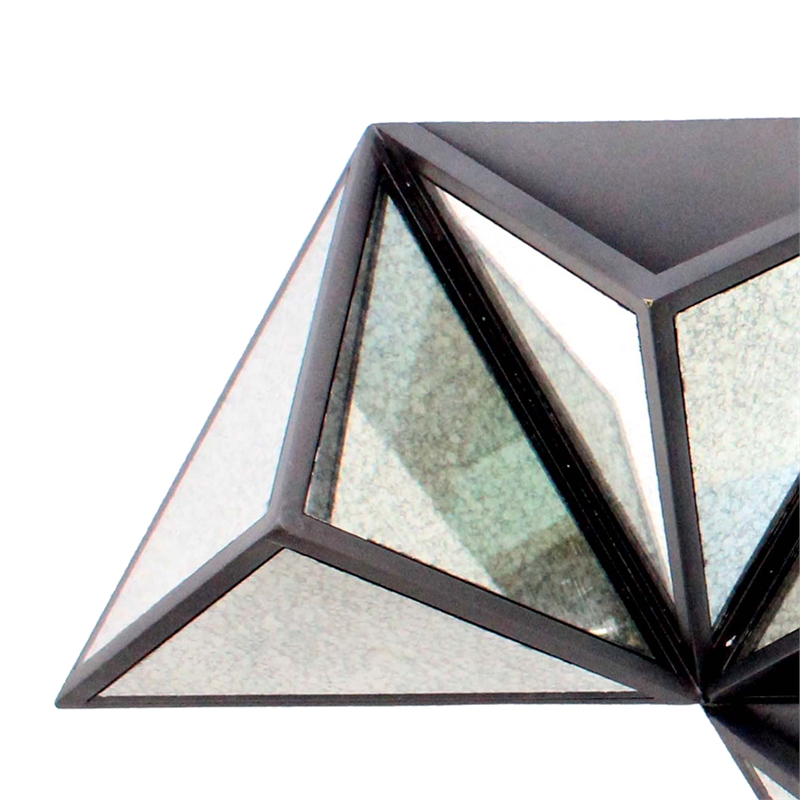 Benjara Prism Type Structured Wall Decor with Triangular Mirrors- Silver