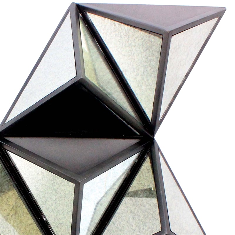 Benjara Prism Type Structured Wall Decor with Triangular Mirrors- Silver