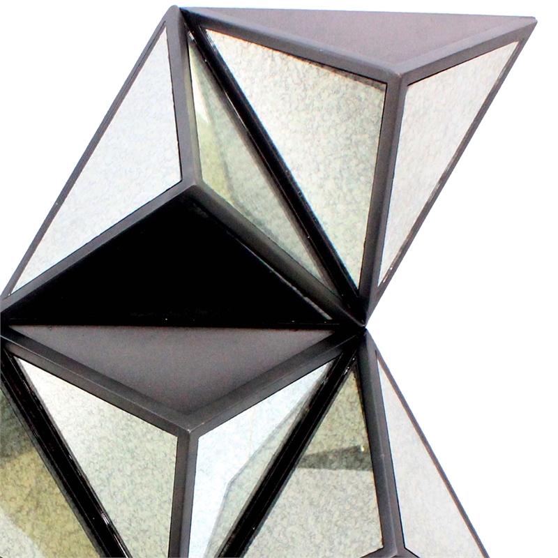 Benjara Prism Type Structured Wall Decor with Triangular Mirrors- Silver
