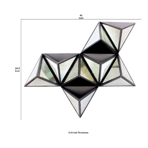 Benjara Prism Type Structured Wall Decor with Triangular Mirrors- Silver