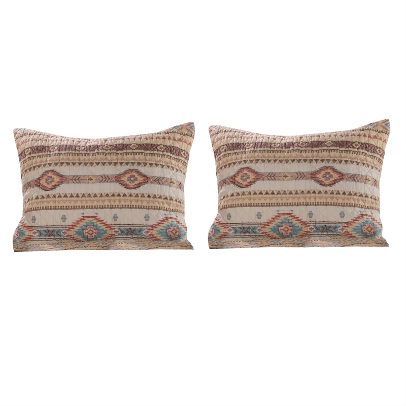 Benjara Full Size 3 Piece Polyester Quilt Set with Kilim Pattern- Multicolor