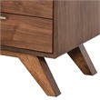 Benjara 2 Drawer Wooden Nightstand with Metal Bar Handles and Angled Legs- Brown
