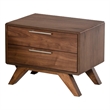 Benjara 2 Drawer Wooden Nightstand with Metal Bar Handles and Angled Legs- Brown