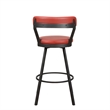 Benjara Leatherette Pub Chair with Curved Design Open Backrest (Set of 2)- Red