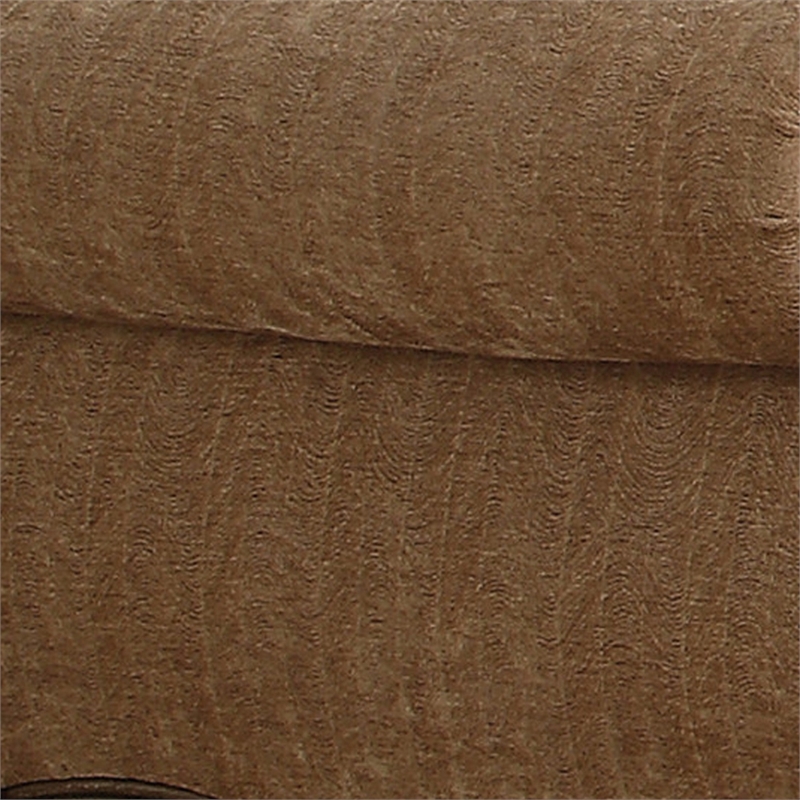 Benjara Scrolled Crown Top Fabric Chair with Cabriole Legs- Beige and Brass