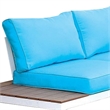 Benjara L Shaped Dual Tone Patio Sectional with Box Cushioned Seat- Blue & White