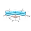 Benjara L Shaped Dual Tone Patio Sectional with Box Cushioned Seat- Blue & White