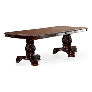 Benjara Traditional Style Wooden Dining Table with Extension Leaf- Brown