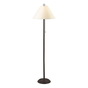 Benjara Metal Floor Lamp with Pull Chain Switch & Paper Shade- Off White & Black