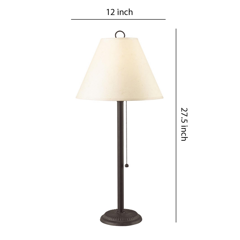Benjara Paper Shade Metal Table Lamp w/ Pull Chain Switch-Set of 4-White & Black