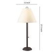 Benjara Paper Shade Metal Table Lamp w/ Pull Chain Switch-Set of 4-White & Black