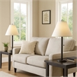 Benjara Paper Shade Metal Table Lamp w/ Pull Chain Switch-Set of 4-White & Black