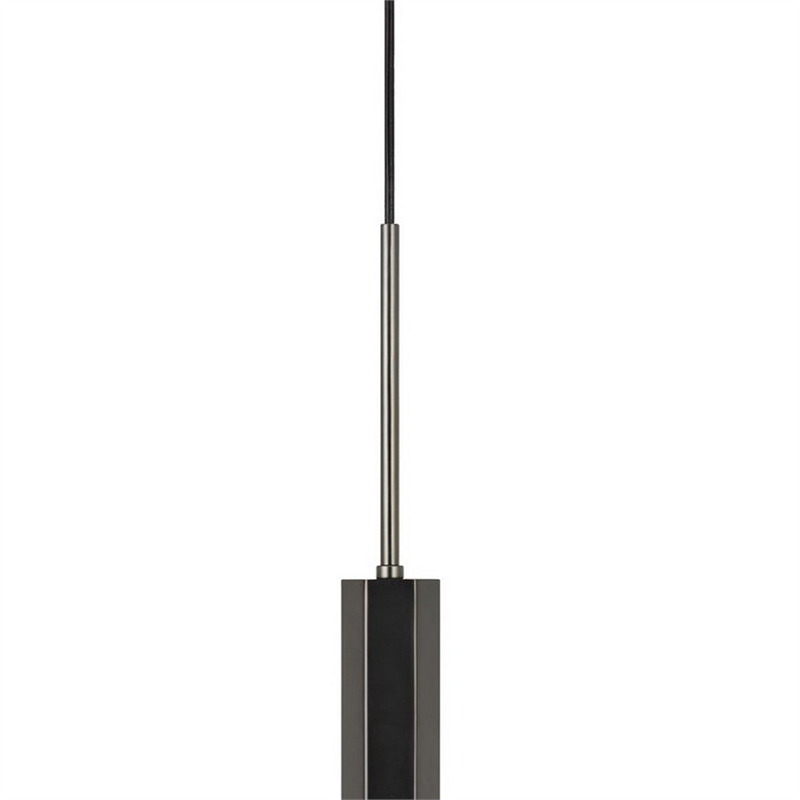 Benjara Hexagonal Metal Frame Single LED Light Pendant with Glass Diffuser-Black