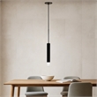Benjara Hexagonal Metal Frame Single LED Light Pendant with Glass Diffuser-Black