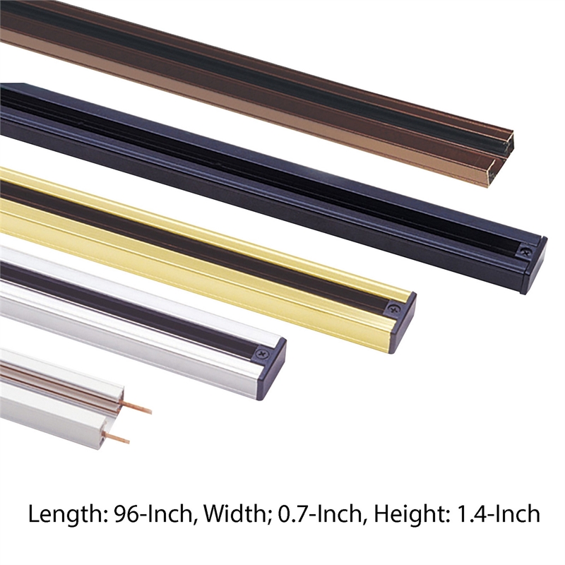 Benjara 8 Feet Metal 3 Wire Track Lighting Extension Rod- Black
