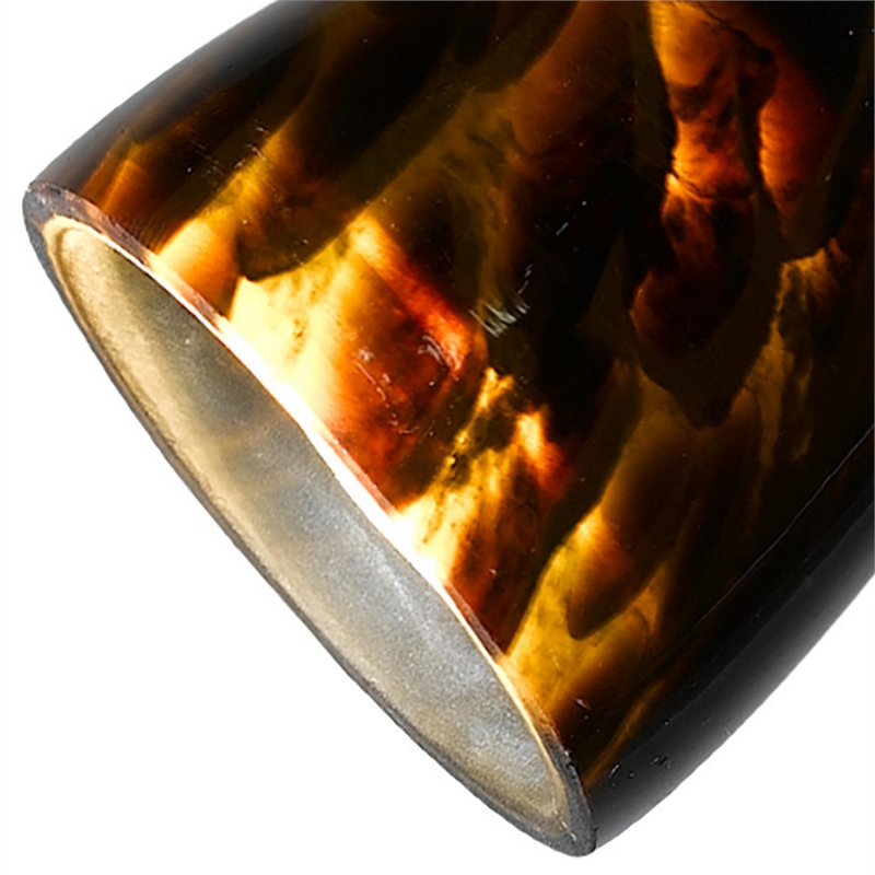 Benjara Hand Blown Glass Shade Track Light Head with Metal Frame- Gold & Bronze