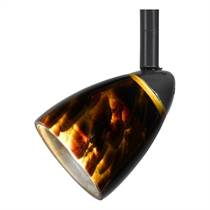 Benjara Hand Blown Glass Shade Track Light Head with Metal Frame- Gold & Bronze
