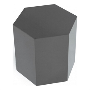 Benjara Contemporary High Gloss Hexagonal Wooden End Table- Medium- Gray