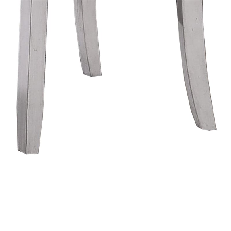 Benjara Wooden Side Chair with Fabric Upholstered Seat (Set of 2)- White & Gray