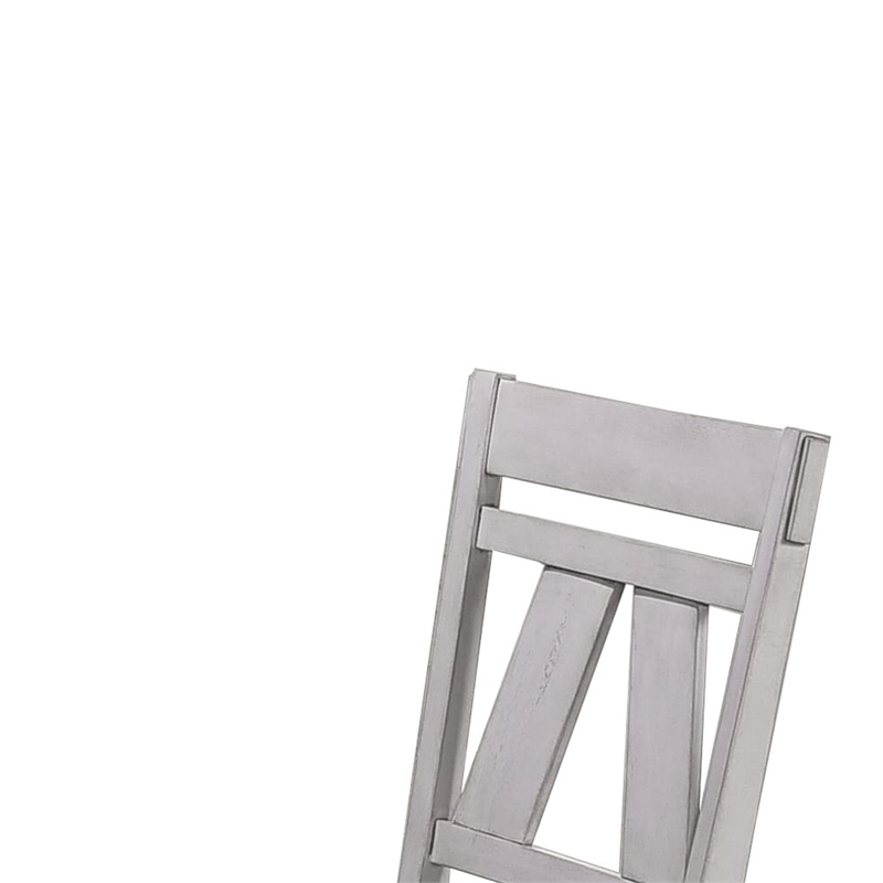Benjara Wooden Side Chair with Fabric Upholstered Seat (Set of 2)- White & Gray