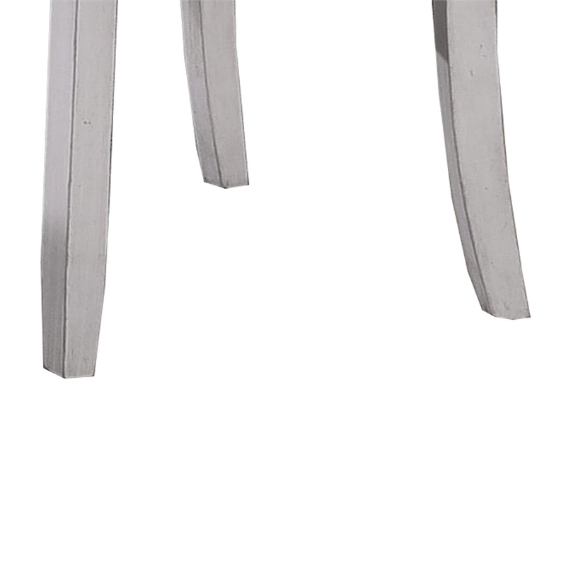 Benjara Wooden Side Chair with Fabric Upholstered Seat (Set of 2)- White & Gray