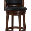 Benjara Curved Swivel Barstool with Leatherette Padded Seating- Brown and Black