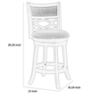 Benjara Curved Lattice Back Swivel Counter Stool with Fabric Seat- Antique Gray