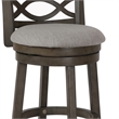 Benjara Curved Lattice Back Swivel Counter Stool with Fabric Seat- Antique Gray