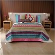 Benjara Tribal Print Full Quilt Set with Decorative Pillows- Multicolor