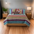 Benjara Tribal Print King Quilt Set with Decorative Pillows- Multicolor