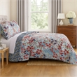 Benjara Full Size 3 Piece Polyester Quilt Set with Floral Prints- Multicolor