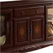 Benjara Traditional 2 Glass Cabinet Buffet with 1 Drawer and Bracket Feet- Brown