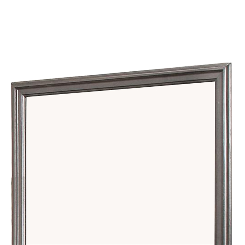 Benjara Wooden Frame Mirror with Mounting Hardware- Gray and Silver