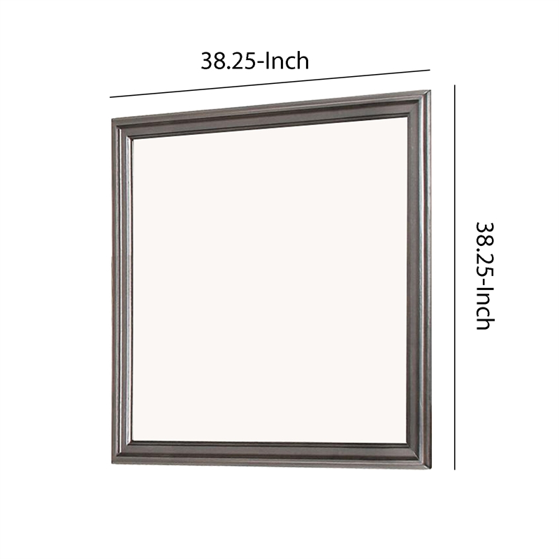 Benjara Wooden Frame Mirror with Mounting Hardware- Gray and Silver