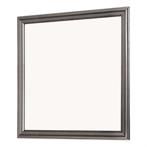 Benjara Wooden Frame Mirror with Mounting Hardware- Gray and Silver