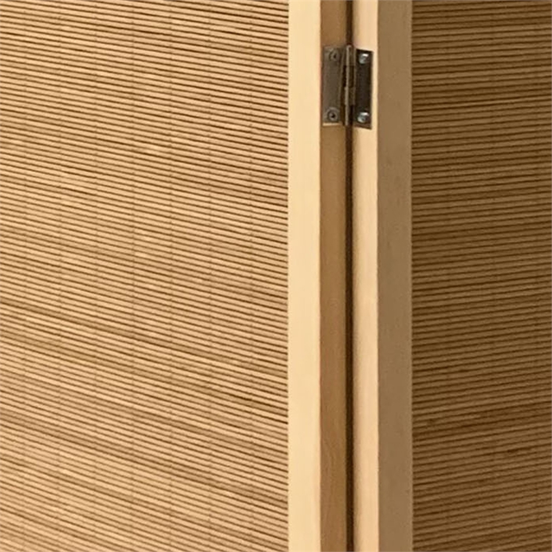 Benjara 3 Panel Bamboo Shade Roll Room Divider- Natural Brown