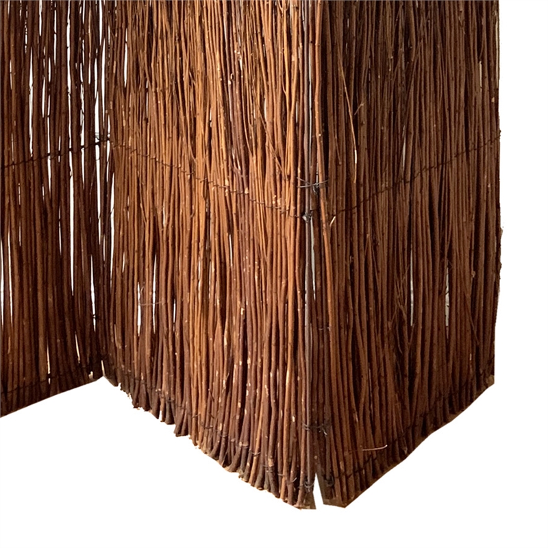 Benjara 3 Panel Vertically Aligned Willow Branches Room Divider- Brown