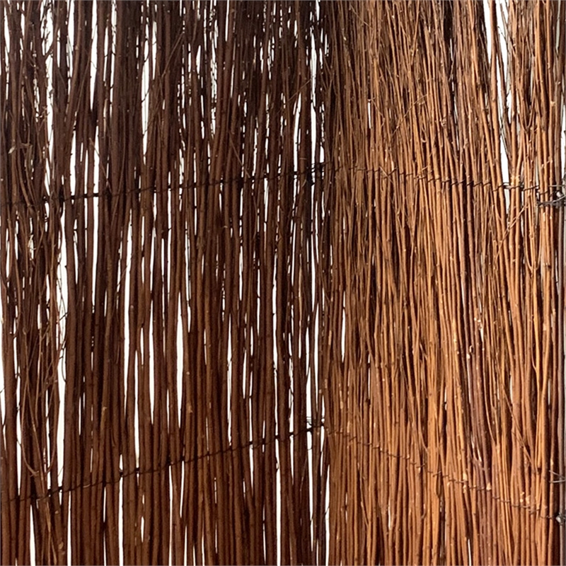 Benjara 3 Panel Vertically Aligned Willow Branches Room Divider- Brown