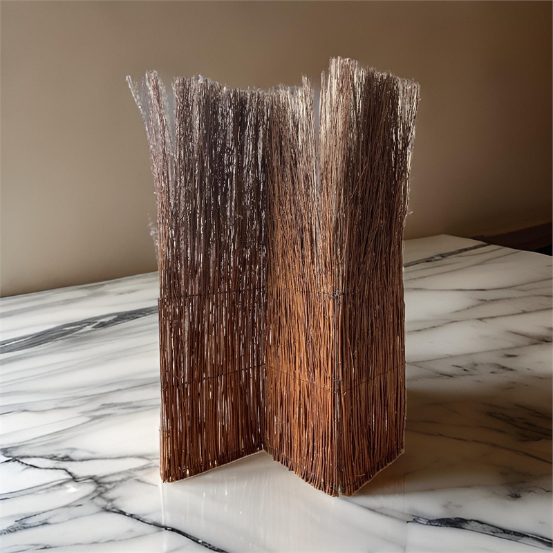 Benjara 3 Panel Vertically Aligned Willow Branches Room Divider- Brown