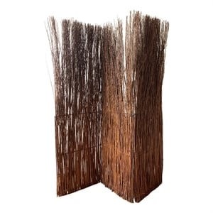 Benjara 3 Panel Vertically Aligned Willow Branches Room Divider- Brown