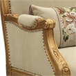 Benjara Wooden Chair with Fabric Padded Seat and Backrest- Gold