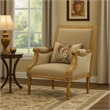 Benjara Wooden Chair with Fabric Padded Seat and Backrest- Gold