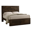 Benjara Transitional Style Wooden Eastern King Bed with Paneled Headboard-Brown