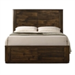 Benjara Transitional Style Wooden Eastern King Bed with Paneled Headboard-Brown
