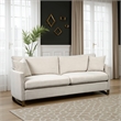 Benjara Fabric Upholstered Sofa with Metal Sled Base and Curved Armrests- Beige