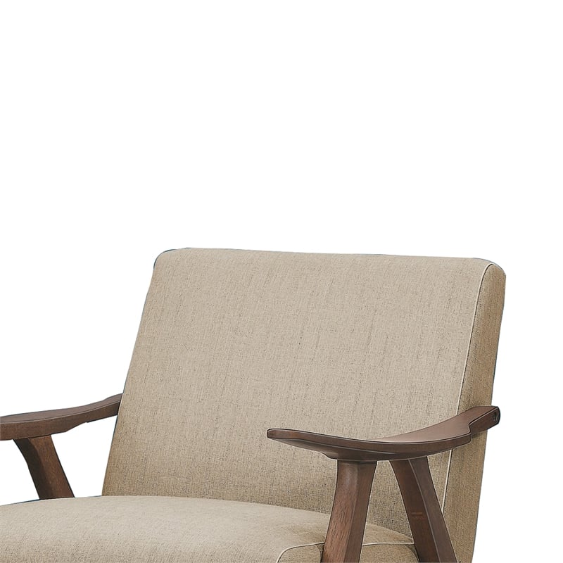 Benjara Fabric Upholstered Accent Chair with Curved Armrests- Light Brown