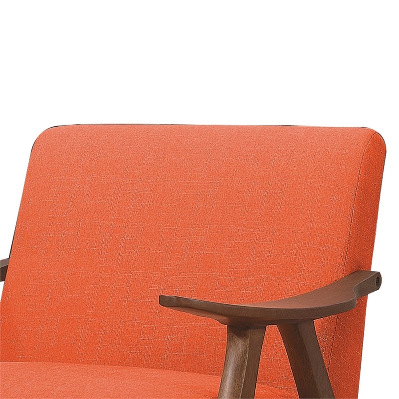 Benjara Fabric Upholstered Accent Chair with Curved Armrests- Orange
