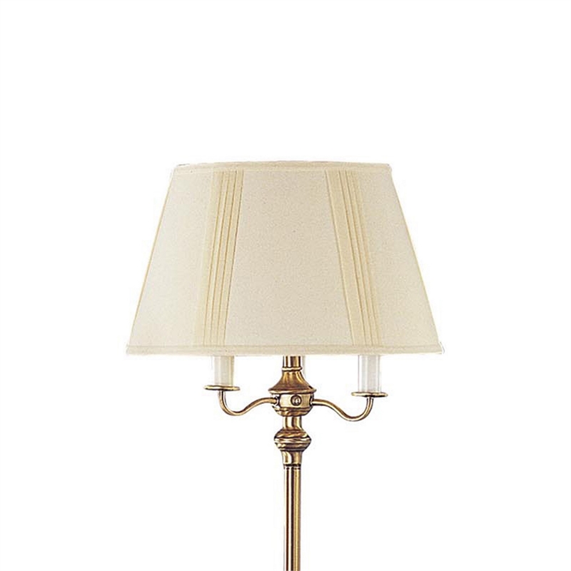 Benjara 150 Watt 6 Way Metal Floor Lamp with Fabric Tapered Shade- Gold